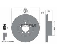 Disque de frein TEXTAR 92261805 avant, ventilé, à haute teneur en carbone, 1 pièce
