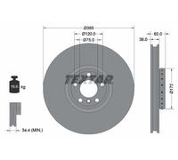 1xDisque de frein TEXTAR 92266525 convient pour BMW