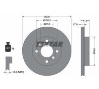 Textar Disque de frein 92350903 Avant Ø238 mm Épaisseur 17 mm ventilé de l'intérieur 2x