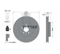 TEXTAR Disque de Frein Ø374 Ventilé avant Droit pour BMW 7er 6er Coupé F11 F10