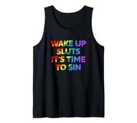 Texte Amusant Arc-en-Ciel Wake Up It's Time to Sin Débardeur
