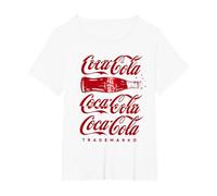 Texte Art Coca Cola Bouteille Rouge T-Shirt, Femme Grandes Tailles, Blanc, 2X