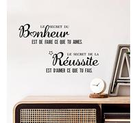 Texte - Autocollant mural phrase - Secrets de réussite de la famille et du bonheur - Pour la décoration de la maison, chambre à coucher, salon, bureau - Autocollant mural en vinyle amovible 40*37 cm