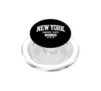 Texte Blanc Vieilli de New York Empire State New York PopSockets PopGrip pour MagSafe
