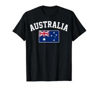 Texte collégial Australien arqué avec Drapeau National T-Shirt Graphique avec Valeur, Homme, Noir, S
