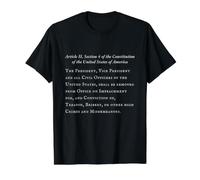 Texte de l'article II, Section 4 de la Constitution américaine T-Shirt Graphique avec Valeur, Homme, Noir, M