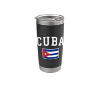 Texte de style collégial avec drapeau national de Cuba Gobelet isotherme en acier inoxydable double paroi