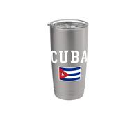 Texte de style collégial avec drapeau national de Cuba Gobelet isotherme en acier inoxydable double paroi