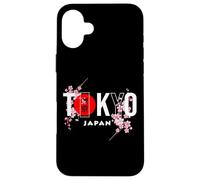 Texte de Tokyo et du Japon avec des Fleurs de Sakura Coque pour iPhone 16 Plus