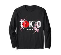 Texte de Tokyo et du Japon avec des Fleurs de Sakura Manche Longue