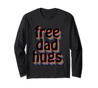 Texte d'ombre arc-en-ciel vibrant de Dad Hugs Free Manche Longue