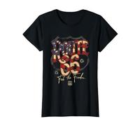 Texte du Drapeau américain Route 66 T-Shirt, Femme, Noir, XS