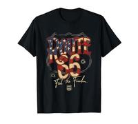 Texte du Drapeau américain Route 66 T-Shirt, Homme, Noir, L