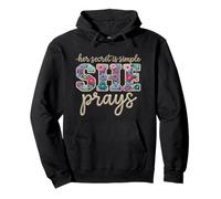 Texte en Corde avec Citation Florale « She Prays » Sweat à Capuche