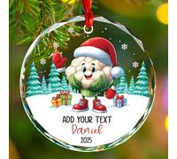Texte et nom personnalisés - Décoration de Noël en verre pour amoureux de chou-fleur - Cadeaux pour hommes et femmes - Jardinier amateur de légumes, décoration de Noël personnalisée 2025, décoration