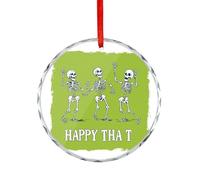 Texte Happy That et Halloween Squelettes dansants en verre cristal Ornements à suspendre pour décoration d'arbre de Noël