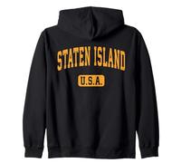 Texte Jaune athlétique rétro Classique de Staten Island Sweat à Capuche