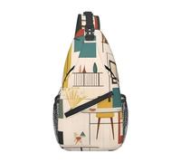 Texte mystérieux adapté pour le sport, la course à pied, les voyages, les sacs à bandoulière pour homme et femme, Moderne du milieu du siècle., Taille unique, Rétro