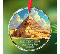 Texte/noms et date personnalisés, décoration de sapin de Noël, pyramides égyptiennes antiques 2025, souvenir de voyage en Égypte personnalisée, cadeau de Noël pour les amateurs de voyage
