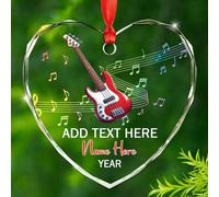 Texte personnalisé/année et nom - Décoration de Noël pour amateur de guitare basse - Instrument de musique personnalisé - Cadeau pour guitariste - Pour homme et femme - Guitariste électrique
