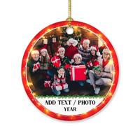 Texte personnalisé Année Photo Ornements de famille Cadeau pour grand-mère, grand-père, papa, maman, petits-enfants, ajouter une image de famille, décoration de Noël à suspendre 2025, décoration de