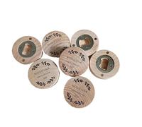 Texte Personnalisé Décapsuleur En Bois,Forme Ronde,Décoration Aimantée De Réfrigérateur Sous-Verre,Ouvre-Bouteille De Bière,Logo Personnalisé,Décapsuleur Personnalisé Faveurs De Mariage