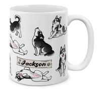 Texte Personnalisé - Motif Ludique Husky De Sibérie Tasse À Café Avec Anse Mug À Café Drôle Tasses À Thé Pour Travail L'École Chocolat Chaud Maison 330Ml