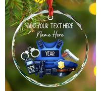 Texte personnalisé/nom/année en verre ornement de Noël cadeau pour sergent de police, ornements d'application de la loi, ornements de Noël personnalisés policiers, cadeau de sergent de police