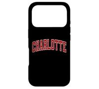 Texte rétro Rouge athlétique Charlotte Vintage Coque pour iPhone 17 Pro
