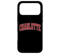 Texte rétro Rouge athlétique Charlotte Vintage Coque pour iPhone 17 Pro Max