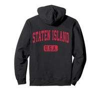 Texte Rouge athlétique rétro Classique de Staten Island Sweat à Capuche
