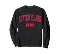 Texte Rouge athlétique rétro Classique de Staten Island Sweatshirt