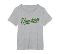 Texte Sportif rétro des années 80 de Stranger Things Hawkins T-Shirt, Femme Grandes Tailles, Gris Chiné, 3X