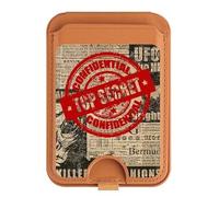 Texte Top Secret Art Vintage Magnétique Card Wallet Holder Stand pour iPhone 16 15 14 13 Pro Max, multicolore