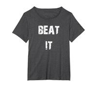 Texte Vieilli Beat It T-Shirt, Femme Grandes Tailles, Chiné Foncé, 1X
