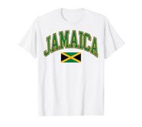 Texte Vintage de la Jamaïque Varsity et Drapeau jamaïcain T-Shirt Graphique avec Valeur, Homme, Blanc, M