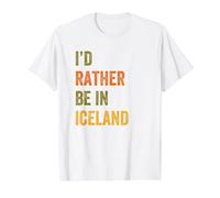 Texte Vintage rétro « I'd Rather Be in Iceland Holiday » T-Shirt Graphique avec Valeur, Homme, Blanc, S