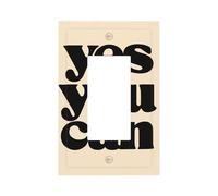 Texte Yes You Can On Beige Minimaliste Plaque Murale Plaque Murale Cache Simple Bascule 1 Gang Décorateur Prise de courant Couvertures pour Maison Cuisine Chambre Salle de Bain Décor