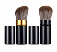 Textention Lot de 2 pinceaux de maquillage rétractables pour fond de teint, poudre Kabuki, fard à joues pour estomper liquide, poudre bronzante, polissage, crème, poudre impeccable