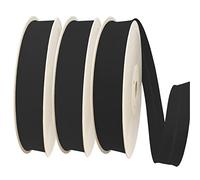 TEXTEX = Biais de 20mm de Large. 50% Coton et 50% Polyester. Pack de 3 Pièces de 10m Chacune - (Noir- Noir- Noir)