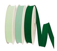 TEXTEX = Biais de 20mm de Large. 50% Coton et 50% Polyester. Pack de 3 Pièces de 10m Chacune - (Vert Clair- Eau Marine- Vert Mousse)