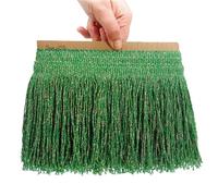 TEXTEX = Frange Lamé Cuquillo avec Lurex pour la Couture. Robes de Fête et de Carnaval. Composition de 95% Rayonne et 5% Lurex. Longueur de 15cm. 5m Pièces - (Vert et Or)