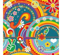Textil Pertex - Tissu Carnaval, 100% Polyester, Multicolore, Mandala, Flower, Hippie-inspiré, 1 m x 150 cm