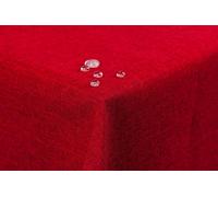 TextilDepot24 Nappe de Table de Jardin Aspect Lin Effet Lotus Tissu Anti-Taches Infroissable (130 x 260 cm, Rouge)