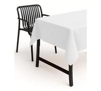 TextilDepot24 - Nappe de Table de Jardin - Aspect Lin - Effet Lotus - Tissu Anti-Taches - Infroissable - 160 x 220 cm - Ovale - Blanc