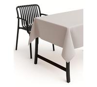 TextilDepot24 - Nappe de Table de Jardin - Aspect Lin - Effet Lotus - Tissu Anti-Taches - Infroissable - 160 x 220 cm - Ovale - Gris Clair