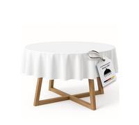 TextilDepot24 Nappe ronde en 100 % coton damassé Blanc (160 cm, rond)