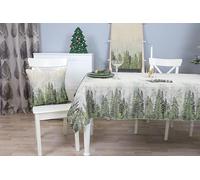 textile idea Gobelin Nappe « forêt » 100 x 100 cm - Nappe de Noël festive avec motif forêt d'hiver et fil de lurex doré, linge de table d'hiver élégant de qualité supérieure