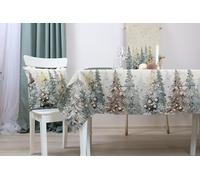 textile idea Gobelin Nappe « Noël arrive à la maison » 140 x 140 cm - Décoration de table de Noël de qualité supérieure avec lurex - Nappe de Noël robuste pour salon et salle à manger