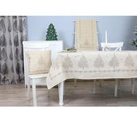 textile idea Gobelin Nappe « Wundervolle Feste » 140 x 240 cm - Nappe de Noël festive avec ornement et motif d'hiver, fil en lurex doré, décoration de Noël et linge de table élégante de qualité